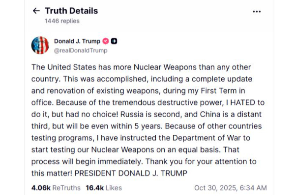 மீண்டும் அணு ஆயுத சோதனை களத்தில் அமெரிக்கா! சர்வதேசத்திற்கு ட்ரம்பின் செய்தி | America Is Back Nuclear Weapons Test