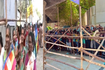 CSK மோதும் ஐபிஎல் கிரிக்கெட் போட்டியின் டிக்கெட்டை வாங்க நீண்ட வரிசையில் காத்திருக்கும் பெண்கள்