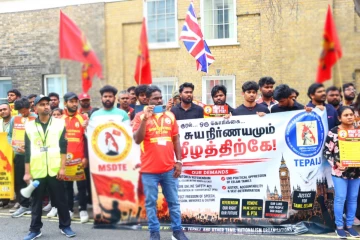 இலங்கை தமிழர்களுக்கு எதிரான பயங்கரவாதத் தடைச் சட்டத்தை நீக்குமாறு வலியுறுத்தி லண்டன் நகரில் அமைதிப் போராட்டம்