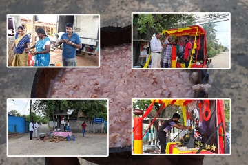 விடுதலைப் புலிகளின் தலைவரது இல்லத்திற்கு முன்னால் வழங்கப்பட்ட முள்ளிவாய்க்கால் கஞ்சி