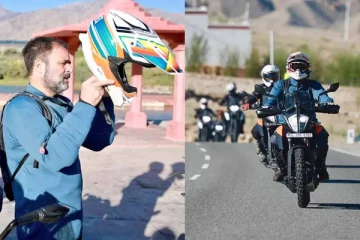 லடாக் சென்ற ராகுல் காந்தி: பைக் ரைட் செய்த புகைப்படங்கள் வைரல்