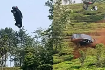 200 மீட்டர் உயரத்திற்கு பறந்த கார்.. படப்பிடிப்பு என தெரியாமல் பதறிய மக்கள்