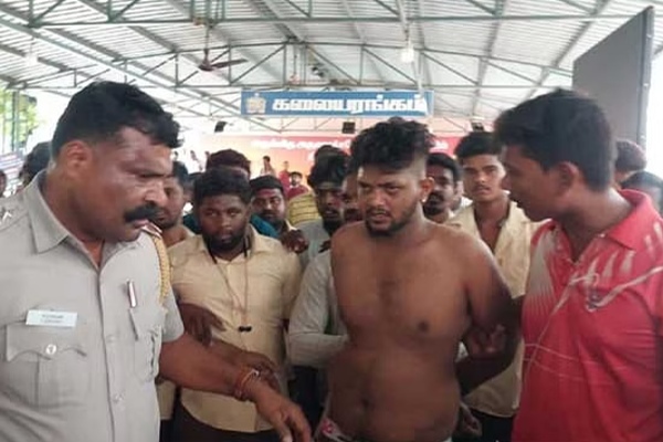 அண்ணாமலையார் கோவிலில் கத்தியுடன் புகுந்த இளைஞர் - காதலி முன் ரகளை - தமிழ்நாடு