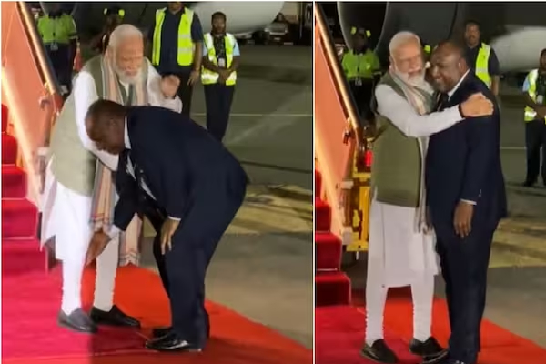 மோடியின் காலைத்தொட்டு வணங்கிய பிரதமர் | Prime Minister Papua Bowed To Modi