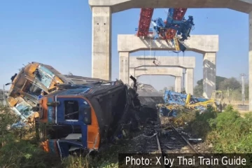 ஓடும் பயணிகள் ரயில் மீது விழுந்த பிரம்மாண்ட கிரேன்: தாய்லாந்தில் கிடுகிடுவென உயரும் பலி எண்ணிக்கை