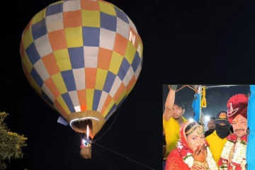 ஆகாயத்தில் பறந்தபடி தனித்துவமாக திருமணம் செய்த ஜோடி! வைரலாகும் வீடியோ