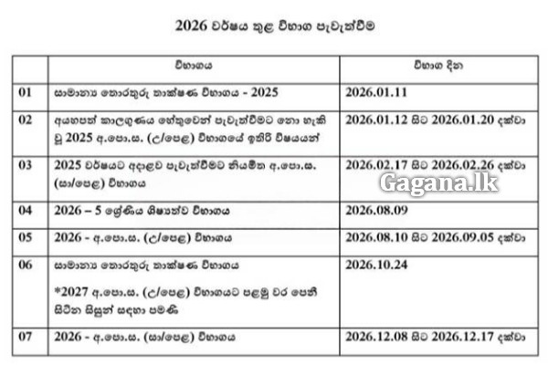 විශේෂ නිවේදනයක් - මේ අවුරුද්දේ තියෙන සියලු විභාගවල දින මෙන්න | 2026 Sri Lanka Exam Dates Officially Announced