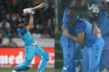 ரோகித்தை அடித்து வெற்றி உற்சாகத்தில் திளைத்த கோலி! வைரலாகும் வீடியோ