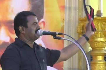 திமுக தான் உண்மையான சங்கி - செருப்பை கழற்றி காட்டிய சீமான்