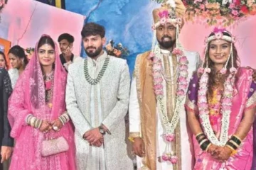 பலத்த மழையால் ஒரே மேடையில் நடந்த இந்து முஸ்லீம் திருமணம்