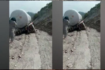 நொடியில் தப்பிய டேங்கர் லாரி ஓட்டுநர்