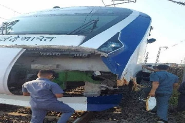 இது மூன்றாவது முறை : மாடு மீது மோதி மீண்டும் சேதமடைந்த வந்தே பாரத் ரெயில்