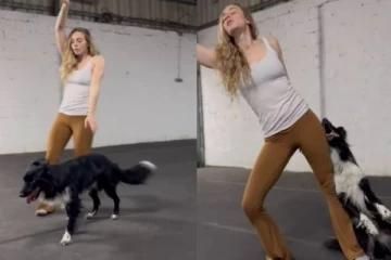 நாயுடன் ஜோடியாக நடனமாடிய இளம்பெண்! இணையத்தில் வைரலாகும் வீடியோ