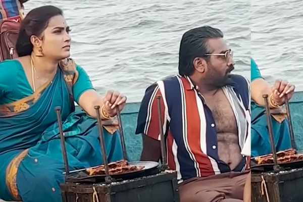 விக்ரம் படத்தில் delete செய்த காட்சியை லீக் செய்த மைனா நந்தினி... கப்பலில் மீன் வறுத்து கொண்டு ரொமான்ஸ்! | Vikram Movie Exclusive Bts Video
