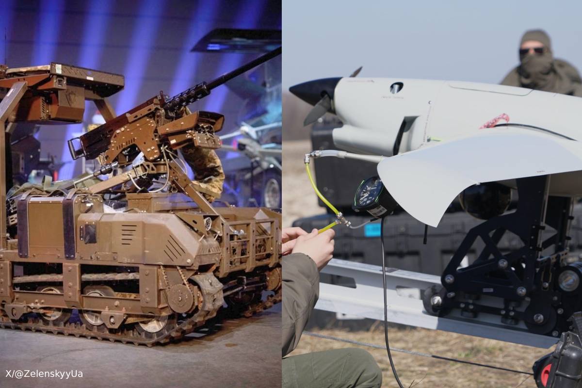 ukraine bomber drones drop ground robots