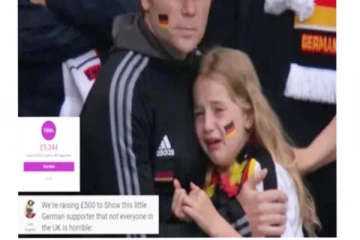 யூரோ கால்பந்து போட்டியில் ஜேர்மன் சிறுமியை கேலி, கிண்டல் செய்த பிரித்தானியர் : கதறி அழுத சம்பவம்!