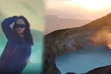 எரிமலை வாயினருகே நின்று புகைப்படம் எடுக்க முயன்ற இளம்பெண்ணுக்கு நேர்ந்த பயங்கரம்