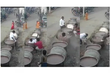 கொதிக்கும் கூழ் அண்டாவில் விழுந்த பக்தர் உயிரிழப்பு - பதற வைக்கும் சிசிடிவி காட்சி..!