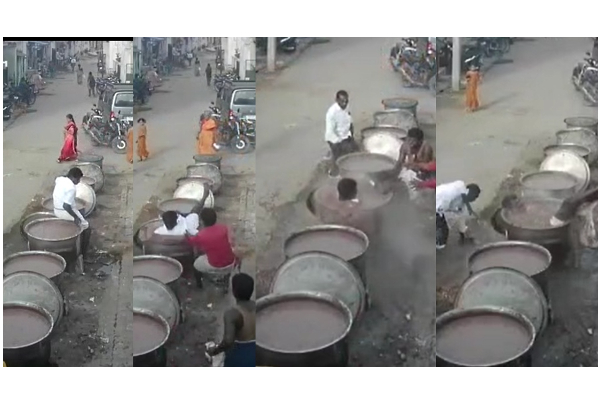 கொதிக்கும் கூழ் அண்டாவில் விழுந்த பக்தர் உயிரிழப்பு - பதற வைக்கும் சிசிடிவி காட்சி..! - தமிழ்நாடு