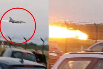 ஓடுபாதையில் விழுந்து நொறுங்கிய போர் விமானம்! விமானிக்கு நேர்ந்த பரிதாபம்: வீடியோ