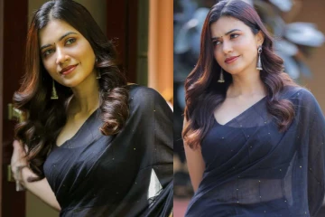 கருப்புநிற டிரான்ஸ்பரன்ட் சேலையில் நடிகை அஞ்சு குரியன்..