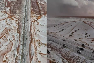 புது வெள்ளை மழை.. முதல் முறை பாலைவனத்தில் பனி பொழிந்த அதிசயம் - எங்கு தெரியுமா?