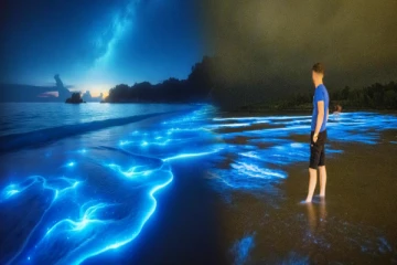 இரவில் ஜொலிக்கும் Bioluminescent கடற்கரை