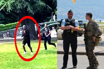 பிரான்சில் கத்திக்குத்து தாக்குதல் நடத்திய நபர்: கையில் ஆயுதத்துடன் தப்பியோட முயற்சிக்கும் வைரல் வீடியோ