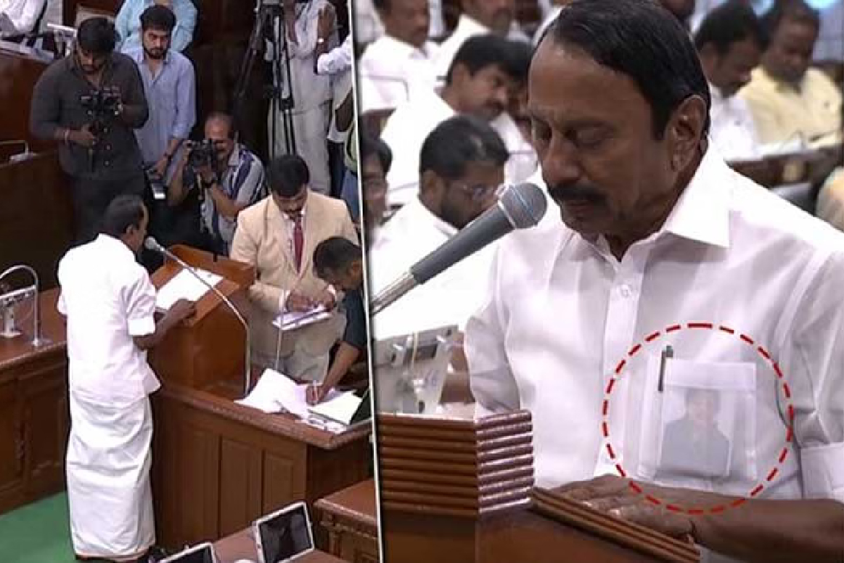 ஜெயலலிதா படத்துடன் பதவியேற்ற செங்கோட்டையன் - பார்த்து ரசித்த விஜய் | Sengottaiyan Takes Oath Jayalalithaa Pic Pocket