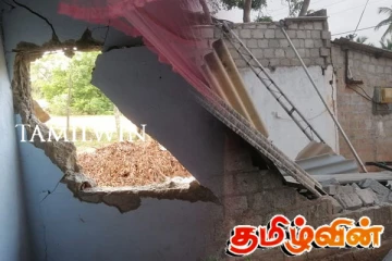 கிண்ணியா ஆலங்கேணி பகுதியில் யானை தாக்கியதில் வீட்டுக்கு பலத்த சேதம்