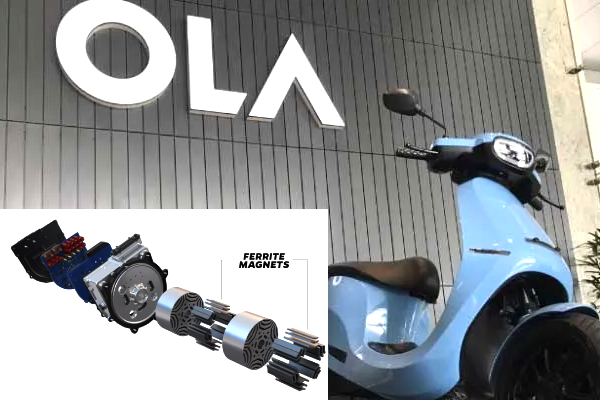 Ola Electric ferrite motor certification, rare-earth-free EV motor, Ola EV motor AIS 041 approval, India EV innovation ferrite motor, EV motor without rare-earth magnets