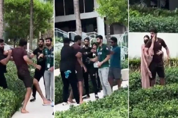 வம்பிழுத்தவரை இந்திய ரசிகர் என நினைத்து அடிக்க பாய்ந்த பாகிஸ்தான் வீரர் : வைரலாகும் காணொளி