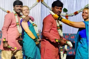 பட்டு புடவையில் ஜொலித்த வெளிநாட்டு பெண்! தாலி கட்டி கரம் பிடித்த ஆட்டோ ஓட்டுனர்