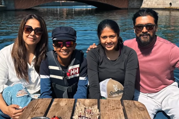 டென்மார்கில் குடும்பத்துடன் ஜாலியாக சுற்றிய சூர்யா.. வைரல் வீடியோ | Suriya Jyothika Family In Denmark