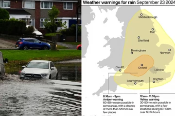 பிரித்தானியாவில் கொட்டித்தீர்த்த மழை... பல மில்லியன் மக்களுக்கு ஆம்பர் எச்சரிக்கை