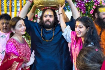 170 கிமீ பாதயார்த்திரை நிறைவு!! அம்பானி மகன் ஆனந்த் அம்பானியுடன் மனைவி ராதிகா..