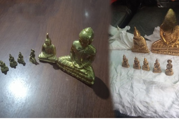 தங்க முலாம் பூசப்பட்ட புத்தர் சிலைகளுடன் கைதான இருவர் ; சோதனையில் கிடைத்த பொருட்களால் அதிர்ச்சி | Two Arrested With Gold Plated Buddha Statues தங்க முலாம் பூசப்பட்ட புத்தர் சிலைகளுடன் கைதான இருவர் ; சோதனையில் கிடைத்த பொருட்களால் அதிர்ச்சி | Two Arrested With Gold Plated Buddha Statues