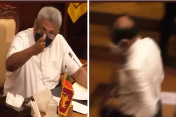 கூட்டத்திலிருந்து இரண்டு அதிகாரிகளை வெளியேற்றிய கோட்டாபய
