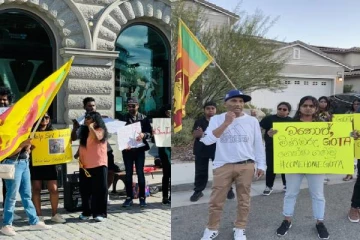 அமெரிக்காவில் உள்ள கோட்டாபயவின் மகனின் வீடு முற்றுகை (Video)