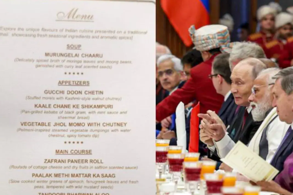 ரஷ்ய அதிபர் புதினுக்கு முருங்கை சாறு, பாதாம் அல்வா; இந்தியாவில் அமோக விருந்து ! | Putin Enjoys Lavish Vegetarian Feast At India ரஷ்ய அதிபர் புதினுக்கு முருங்கை சாறு, பாதாம் அல்வா; இந்தியாவில் அமோக விருந்து ! | Putin Enjoys Lavish Vegetarian Feast At India