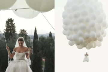 250 பலூன்களில் பறந்து வந்த மணப்பெண்: இணையத்தில் வைரலாகும் வீடியோ!