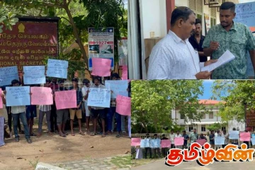 புங்குடுதீவு கண்ணகி அம்மன் ஆலய நிர்வாக சபையினருக்கு எதிராக கவனயீர்ப்பு போராட்டம்