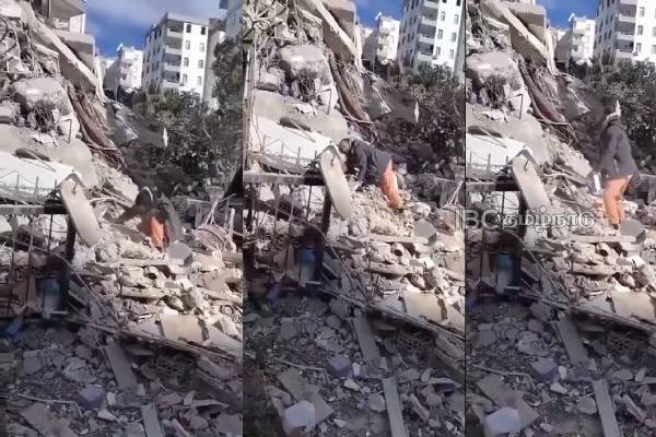 His wife and children died in the rubble