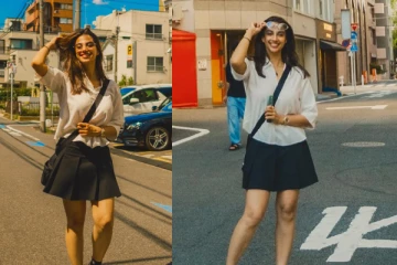 மீனாக்ஷி சவுத்ரி ஜப்பானில் ஷார்ட் உடையில் வலம் வந்த புகைப்படங்கள்