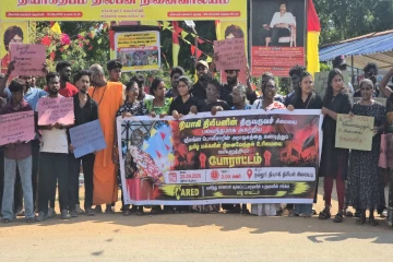 திலீபனின் சிலை அகற்றப்பட்டமைக்கு எதிர்ப்பு தெரிவித்து நல்லூரில் வெடித்தது போராட்டம்