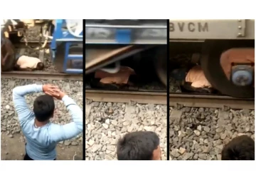 Oh My God... ரயில் தண்டவாளத்தில் சிக்கிய நபர்... - அடுத்து நடந்ததைப் பாருங்க... - வைரலாகும் வீடியோ