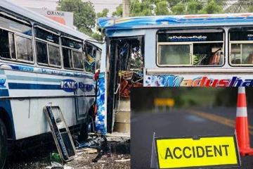 இரண்டு தனியார் பேருந்துகள் நேருக்கு நேர் மோதி விபத்து