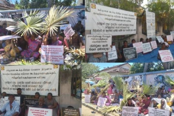 பனை ஓலைகளுடன் போராட்டத்தில் குதித்த கல்முனை மக்கள்!