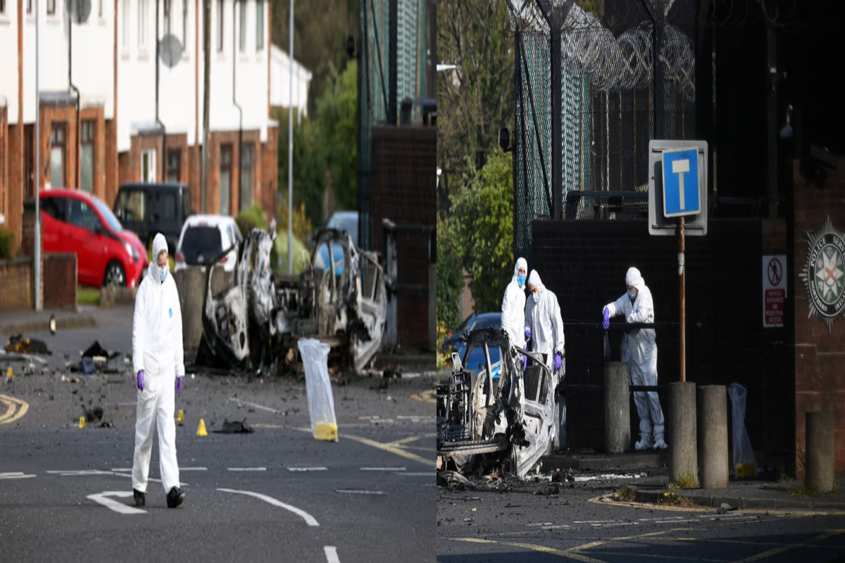 இங்கிலாந்தில் பொலிஸ் நிலையம் அருகே வெடித்து சிதறிய கார் | Car Explodes Near Police Station In England