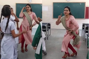 மாணவிகளுடன் அழகு நடனமாடி கிரங்க வைத்த ஆசிரியை! எத்தனை முறை பார்த்தாலும் சலிக்காது